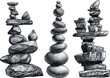 Stack of stones illustration, drawing, engraving, ink, line art, vector