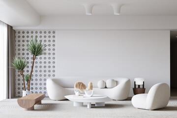 Poster - Living Room Wall Mockup - 3d rendering, 3d illustration