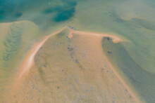 Looking Down On Sand Bars And Tidal Patterns In A Coastal River