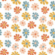 © Iryna - Modern abstract flowers seamless pattern. Blue, yellow and terracotta boho floral vector illustration.