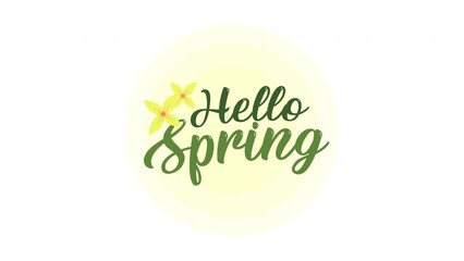 Wall Mural - hello spring lettering and flowers animation