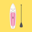 SUP (Stand Up Paddle) board and paddle- vector illustration