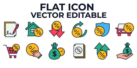  credit and loan set icon symbol template for graphic and web design collection logo vector illustration