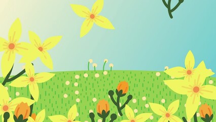 Sticker - spring season decoration with landscape scene