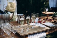 Glasses Of Champagne At A Wedding Festive Buffet
