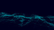 © estar 2020 - Abstract futuristic wave with moving dots. Flow of particles. Vector cyber technology illustration.