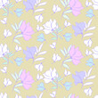 © eLifeS - Vector seamless half-drop pattern, with leaves and flowers