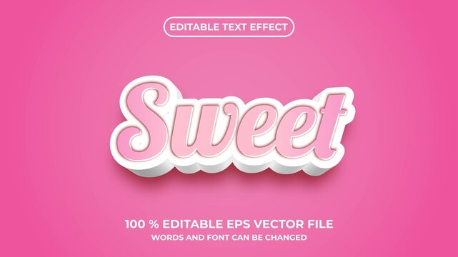Sweet text effect pink text effect template design with 3d style