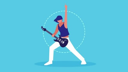 Wall Mural - male musician playing electric guitar