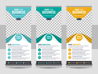 Wall Mural - Corporate rollup banner template, advertisement, pull up, polygon background, vector illustration, and display banner for your Corporate business