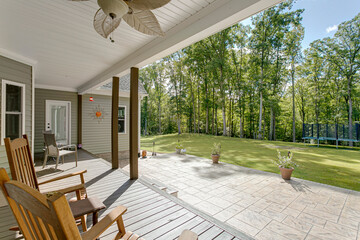 Covered porch modern farmhouse nature outdoors sunny 