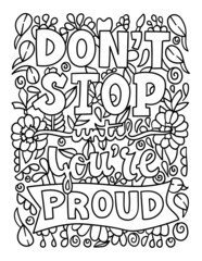 Dont Stop Motivational Quote Coloring Page 