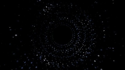 Abstract circle binary numbers data rotation light looping on clean black animation background.
