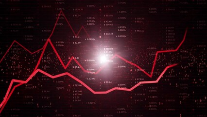 Wall Mural - negative business economy recession finance graphs and data animation background.