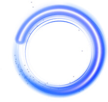 Glow Blue Circle With Sparkles, Magic Light Effect With Glitter Dust. Vector Realistic Blue Shiny Ring Or Swirl, Round Frame Of Flare Trail Isolated On Background