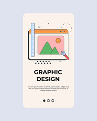 Graphic design template for web or smart phone in retro style