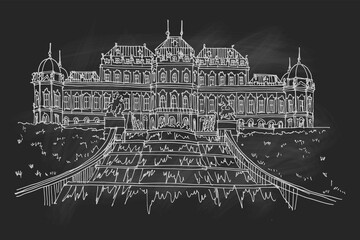 Fototapete - vector sketch of  Belvedere Palace in Vienna, Austria.