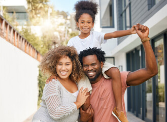 Poster - A happy family is but an earlier heaven. Shot of a family spending time together outside.