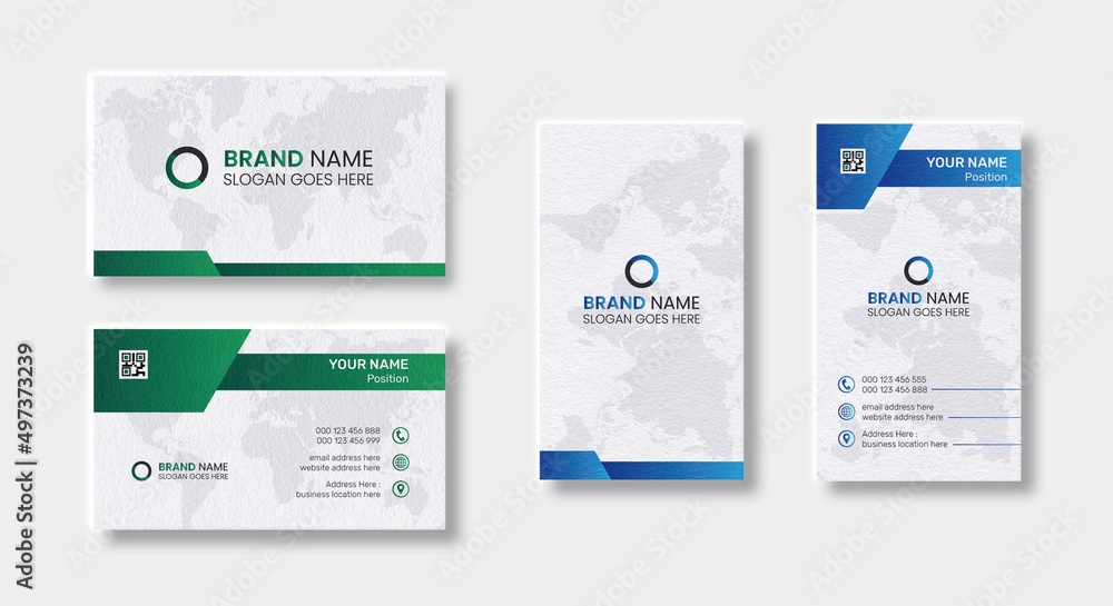 Double-sided creative business card design template. Horizontal and ...
