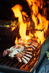 Sticker - Grilled ribs on the flaming grill