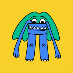 Cute cartoon funny monster isolated