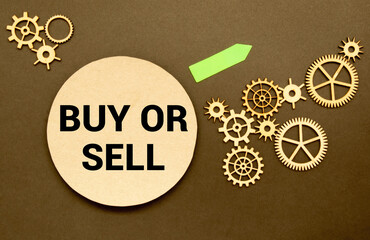 Buy or sell question on blackboard. Buying or selling question mark.