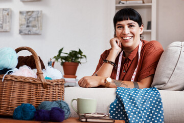 Canvas Print - I like to get crafty. Cropped shot of a clothing designer relaxing at home.