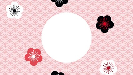 Poster - japanese floral pattern and circular frame