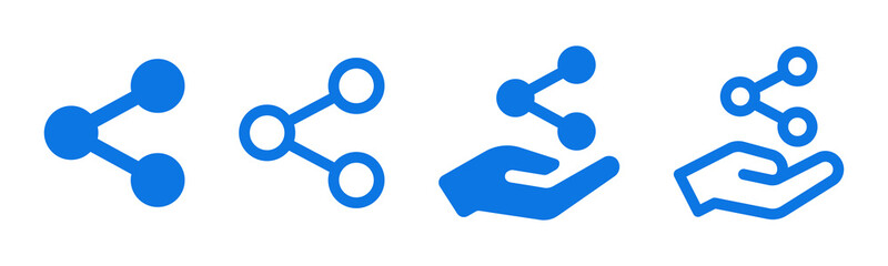 Poster - Share icon set in blue design.