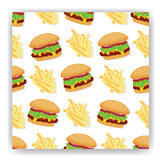 Fototapeta Łazienka - Hamburger Food Emoji Pattern. Traditional Burger with a Beef Patty Seamless Background Symbols