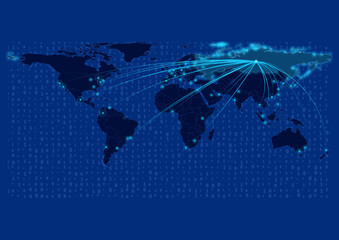 Russia map for technology or innovation or export concepts.  Connections of the country to major cities around the world. File is suitable for digital editing and prints of all sizes.