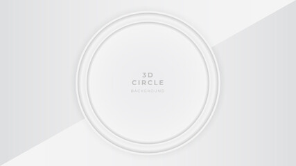 3d white circle with shadow. white abstract papercut background. circle mock-up brand. vector illustration