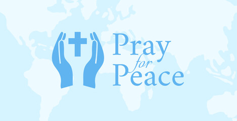 Sticker - Pray for Peace Christian Prayer Vector Illustration