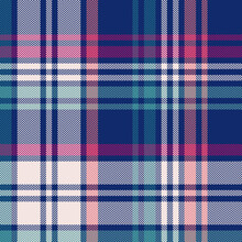 Tartan Plaid Pattern In Blue, Magenta Pink, Teal Green For Spring Summer Autumn Winter. Seamless Large Multicolored Herringbone Check Plaid For Scarf, Picnic Blanket, Duvet Cover, Other Fabric Print.
