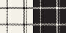 Check Plaid Pattern In Black And Off White. Seamless Asymmetric Abstract Windowpane Tartan Set For Spring Summer Autumn Winter Flannel Shirt, Trousers, Jacket, Dress, Scarf, Other Textile Design.