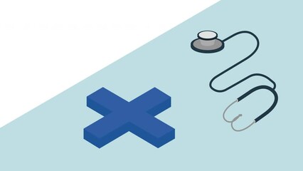 Wall Mural - medicine healthcare cross and stethoscope animation