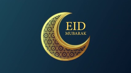 Wall Mural - eid mubarak lettering with moon animation