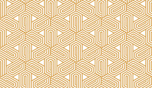 Abstract Geometric Pattern. A Seamless Vector Background. White And Gold Ornament. Graphic Modern Pattern. Simple Lattice Graphic Design