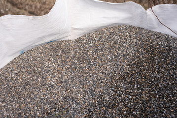 gravel in a large bag for transportation