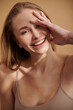Beauty woman clean healthy skin natural make up spa concept long smooth hair