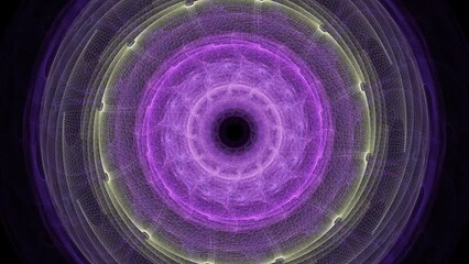 Wall Mural - abstract concentric spiral design rotates, and evolves on space background then fades to black