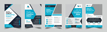 A Bundle Of 5 Templates Of A4 Flyer, Flyer Template Layout Design. Business Flyer, Brochure, Magazine Or Flier Mockup In Bright Colors. Perfect For Creative Professional Business. Vector Template