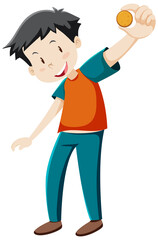 Wall Mural - Active boy simple cartoon character