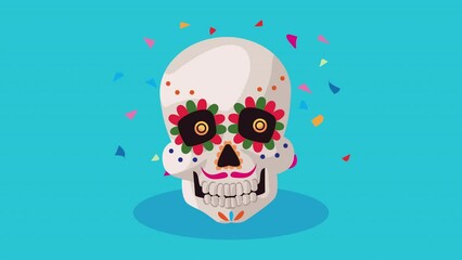 Sticker - mexican culture animation with skull