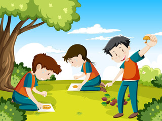 Poster - Children playing scratch dalgona cookie at the park