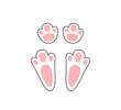 © Elena Pimukova - Cute easter bunny paw. Rabbit or hare footprint. Bunny foot prints on snow. Hare steps track. Vector illustration isolated on white background in flat style.
