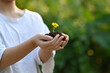 © Prathankarnpap - Young woman hands holding young plant growing in soil. Ecology, Earth day, Hobbies, Leisure, Home gardening concept.