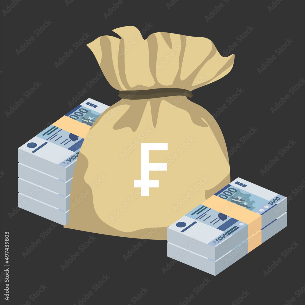 Xpf CFP Franc Vector Illustration. French overseas collectivities money set ...