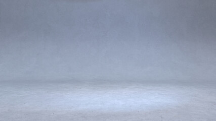 3D Render: scene with an empty Studio room for product placement or design template with wall backdrop in a full frame view