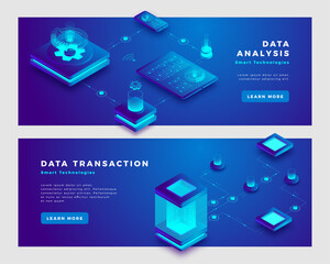Wall Mural - Data analysis and transaction concept banner template.